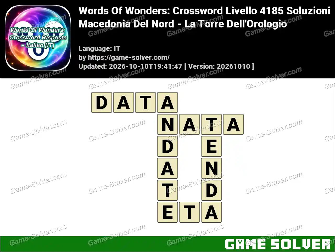 Words Of Wonders: Crossword Livello 4185 Soluzioni – Macedonia Del Nord – La Torre Dell’Orologio